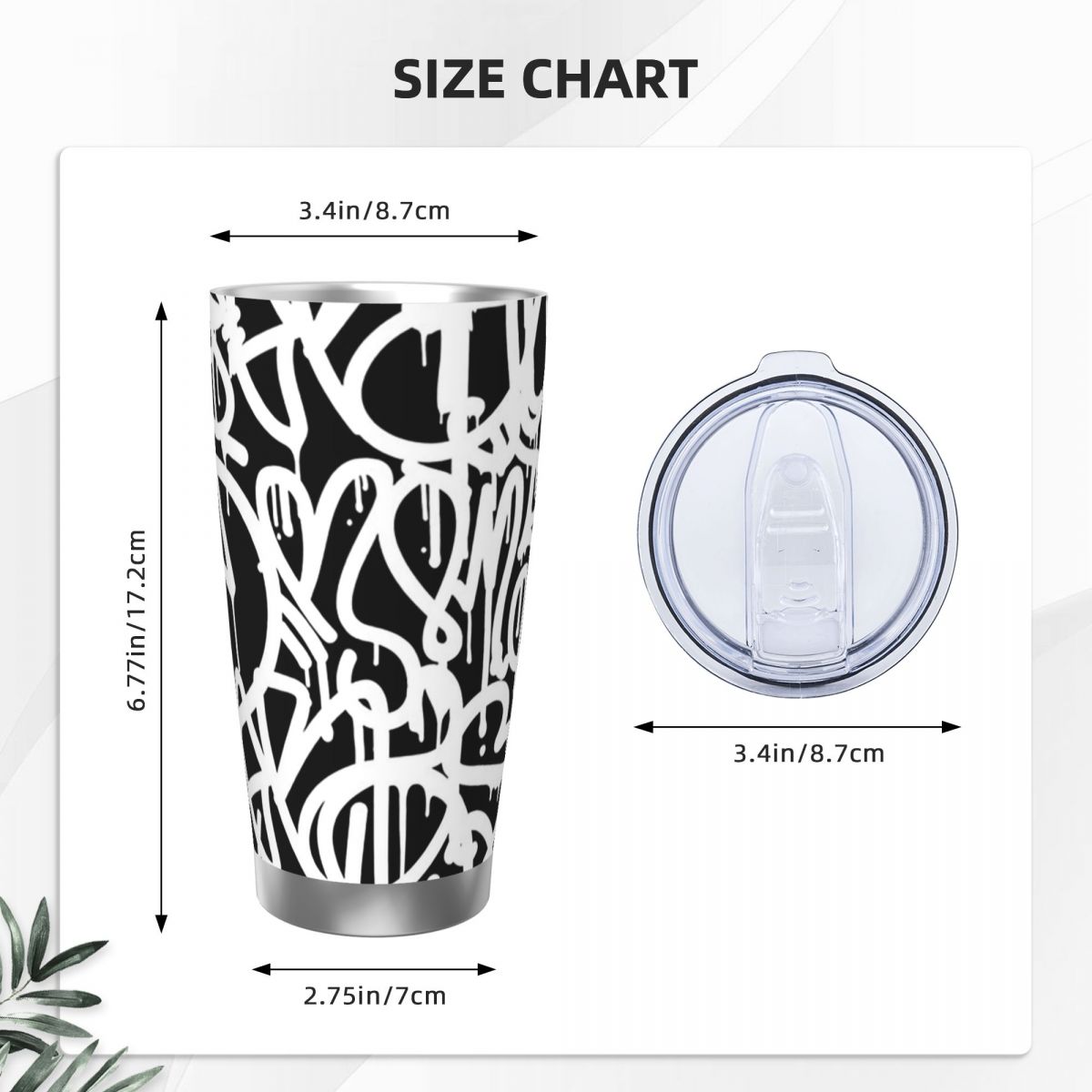 Black And White Graffiti Stain - Tumbler 20Oz White recension och pris