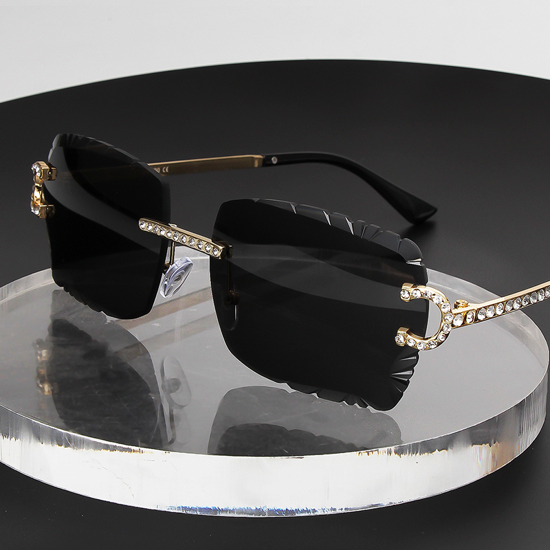 Fashion Rimless Square Sunglas - Metal Photo Panel recension och pris