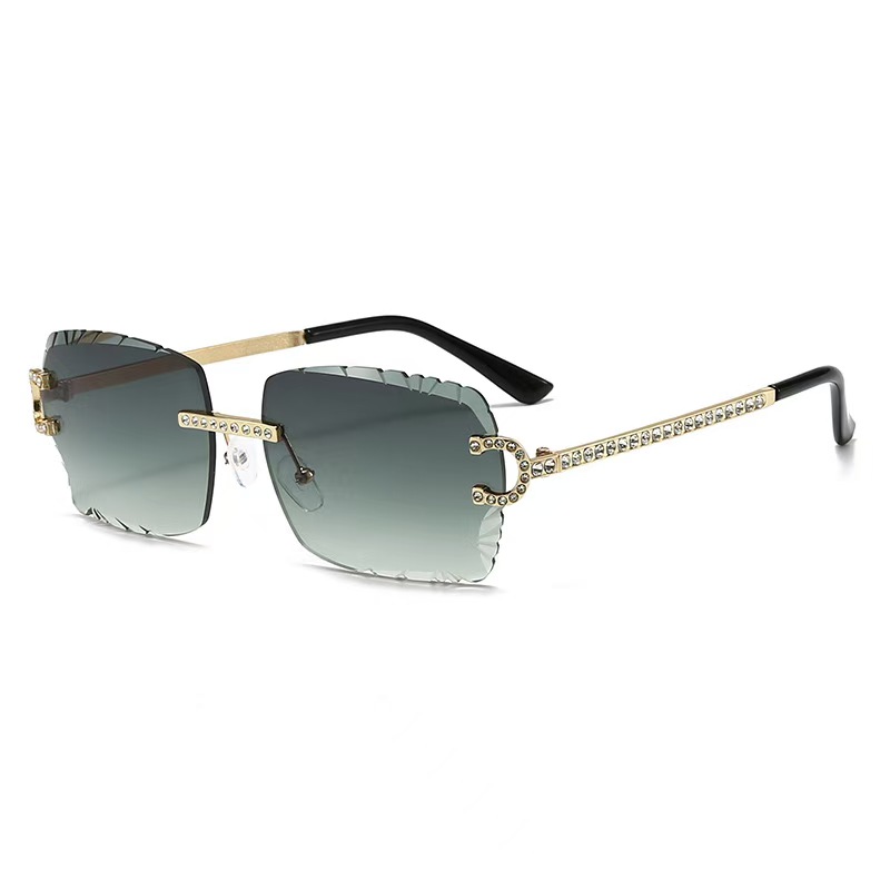 Fashion Rimless Square Sunglas - Metal Photo Panel recension och pris