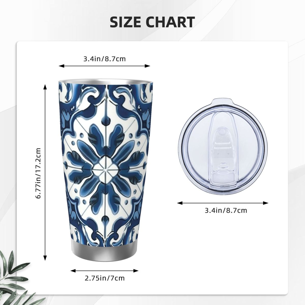 Blue And White Majolica Patter - Tumbler 20Oz White recension och pris