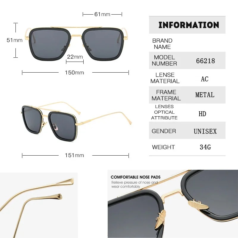 Steam Punk Tony Stark Sunglass - Metal Photo Panel recension och pris